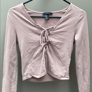 Long sleeve crop top with tie up